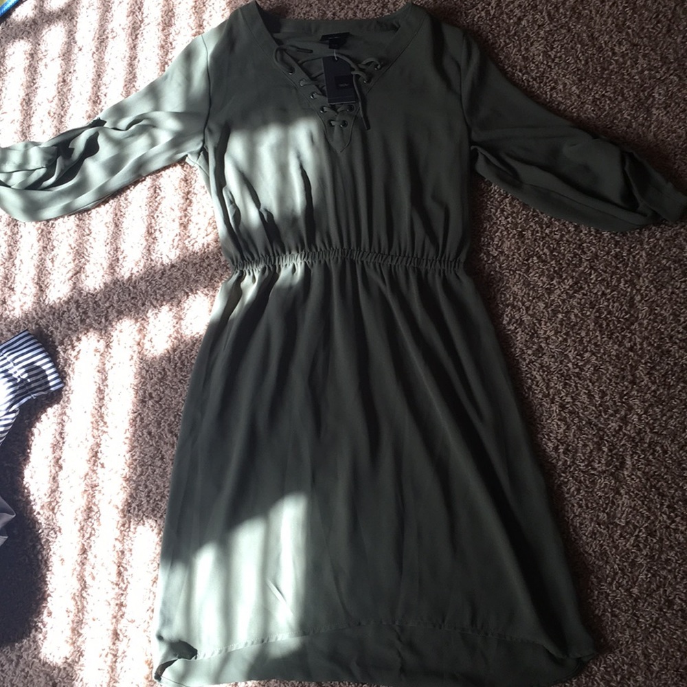 New olive green tie up next dress